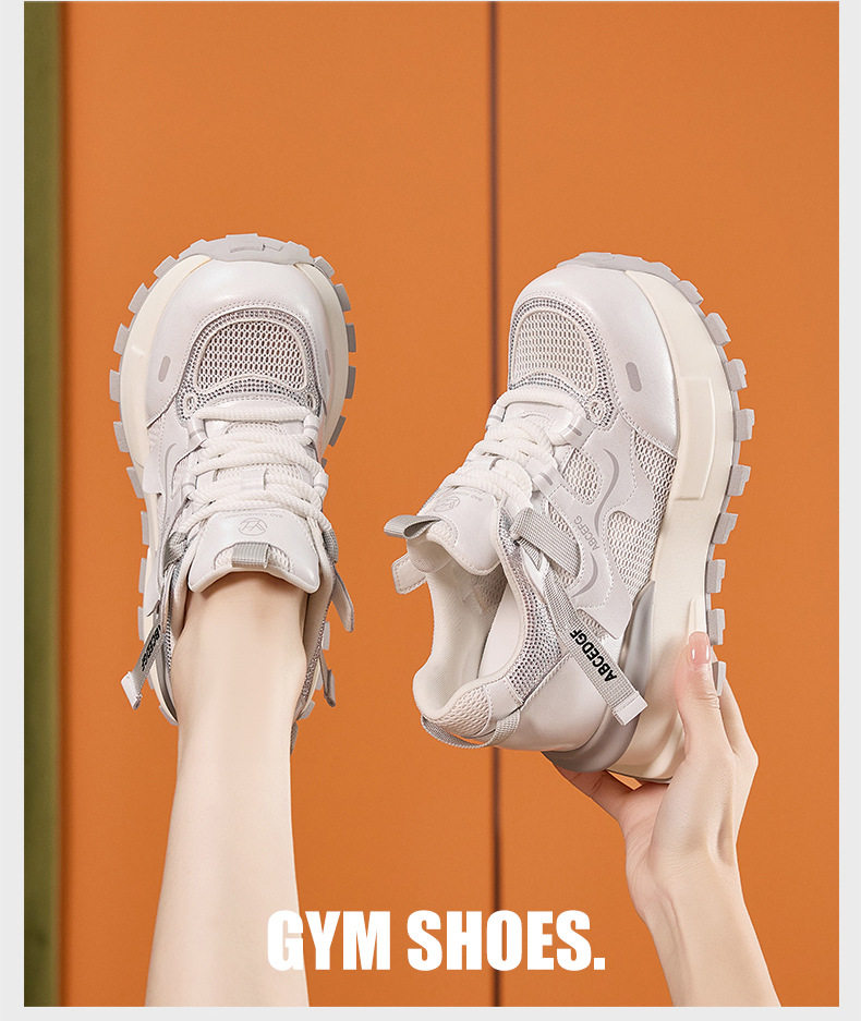 Giày sneaker nữ chunky đế dày lưới thoáng khí phong cách Forrest Gump — Xanh dương, Vàng, Trắng chi tiết 11