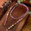 Authentic Natural Amethyst Necklace Women's Double Buckle Universal Necklace Jade Freshwater Pearl Multi-Treasure Sweater Chain New Style
