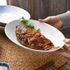 Japanese-Korean Ceramic Curry Plate Oval Ceramic Plate Household Fish Plate Simple Plate Restaurant Tableware Plate Wholesale