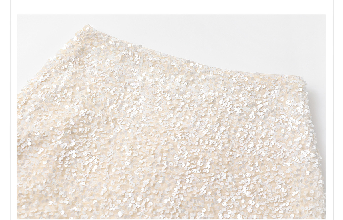 Chân váy dài lưng cao dáng chữ A phối sequin lấp lánh — Màu mơ