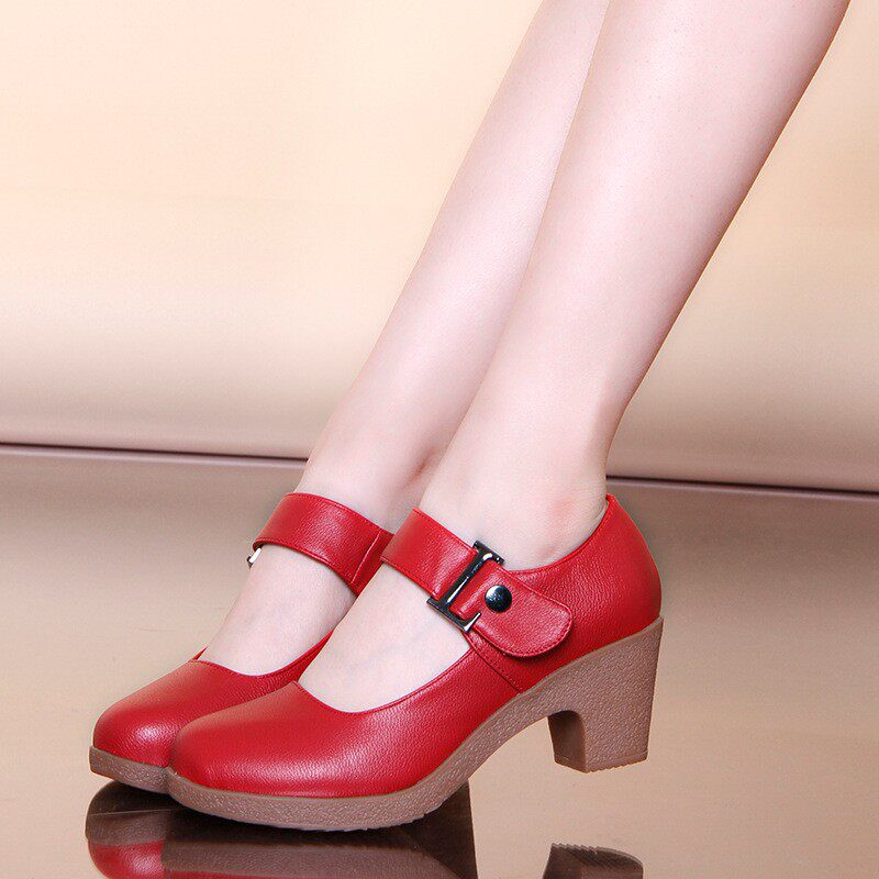 Four Seasons New Modern Dance Shoes New Velcro Square Dance Shoes Dance Shoes Women's Soft Sole Mid-Heeled Dance Shoes Cross Border