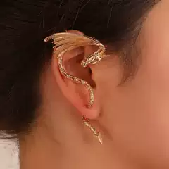 New Punk Flying Dragon Ear Cuff for Cross-Border Fashion, Creative Bold Single Ear Wrap, Vintage Finish