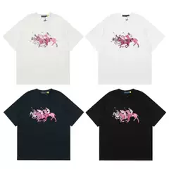 25 New Rl Classic Basic Heavy Embroidery Versatile Round Neck Short Sleeves for Men and Women, Same Style Couple Short Sleeves