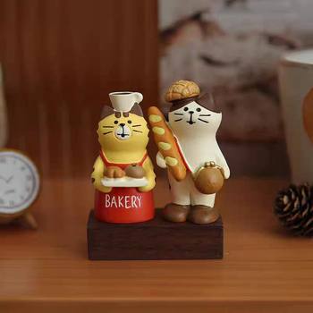 ✅ Ornaments Japanese Cat Bread Food Toy Doll Trendy Ins Coffee Shop Decoration Resin Crafts DIY Ornaments