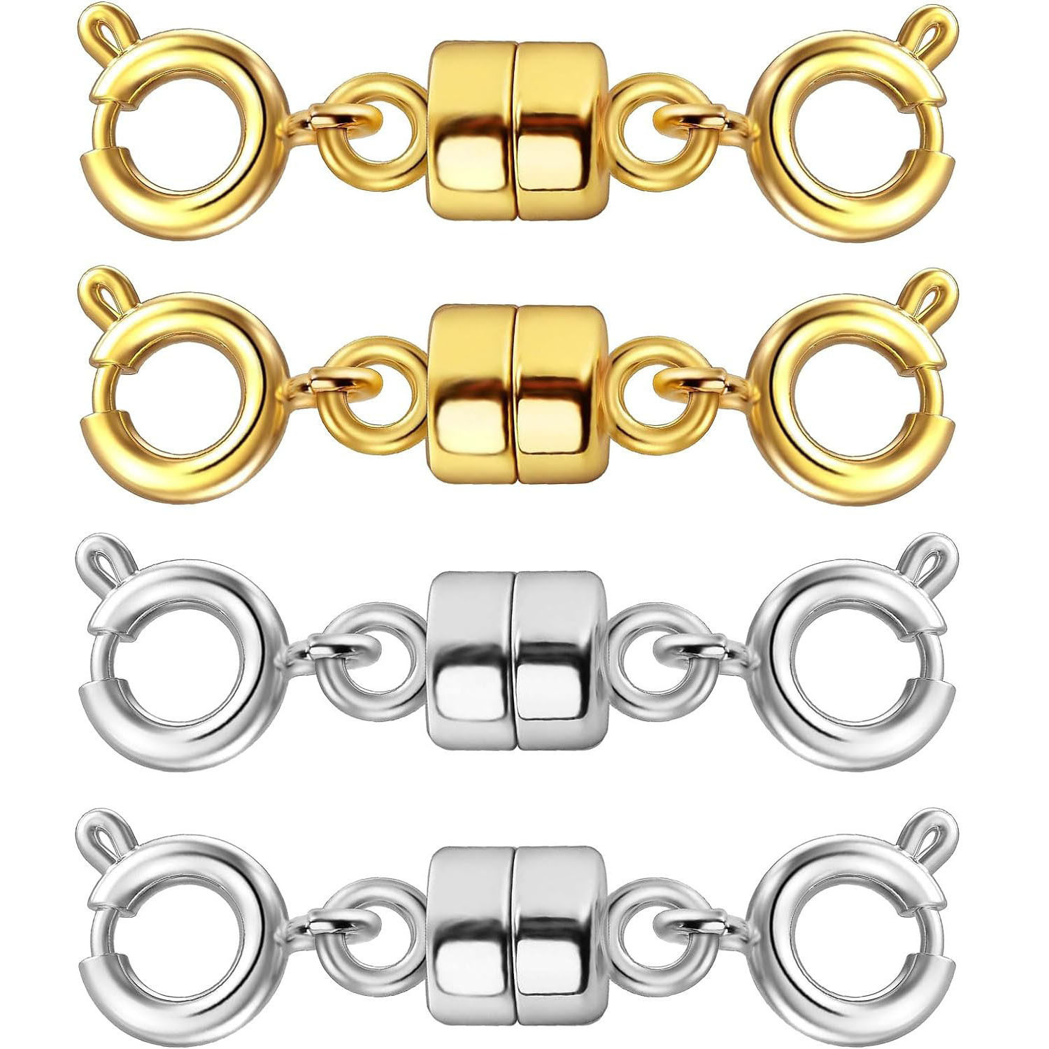 Cross-Border Hot Selling Color-Preserving Short 5mm Cylindrical Double-Headed Spring Buckle Magnet Buckle DIY Bracelet Necklace 18K Imitation Gold