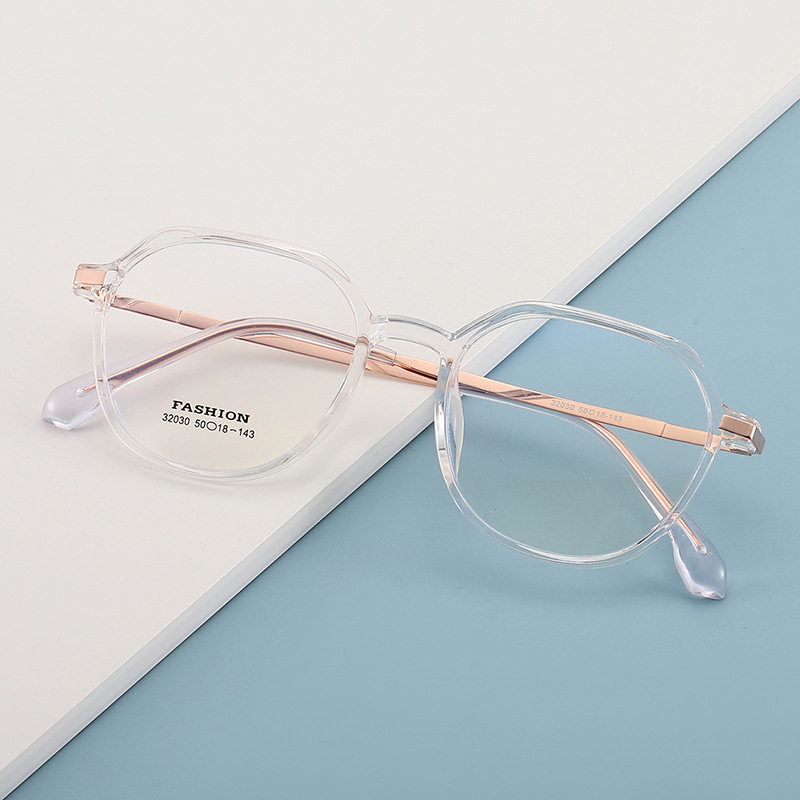 Customized Retro Glasses Frame Tr Glasses Frame Trendy Large Frame Irregular Polygonal Myopia Tr Metal Frame