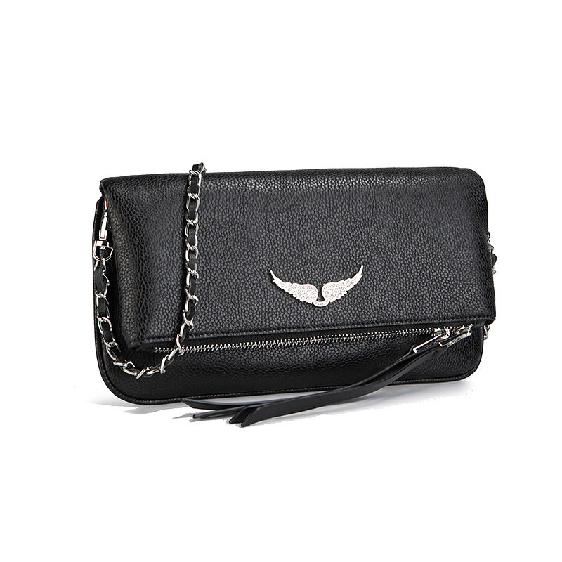 French Classic Zv Bag Leather Small Square Bag Foreign Trade European and American Fashion All-match Wings Underarm Shoulder Crossbody Bag