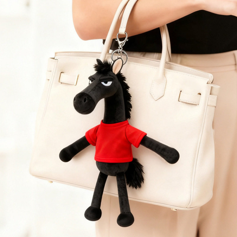 Year of the Horse Mascot Tianxuan Cool Black Horse Bag Pendant Bag Pendant Gift Stuffed Doll 2026 New Style