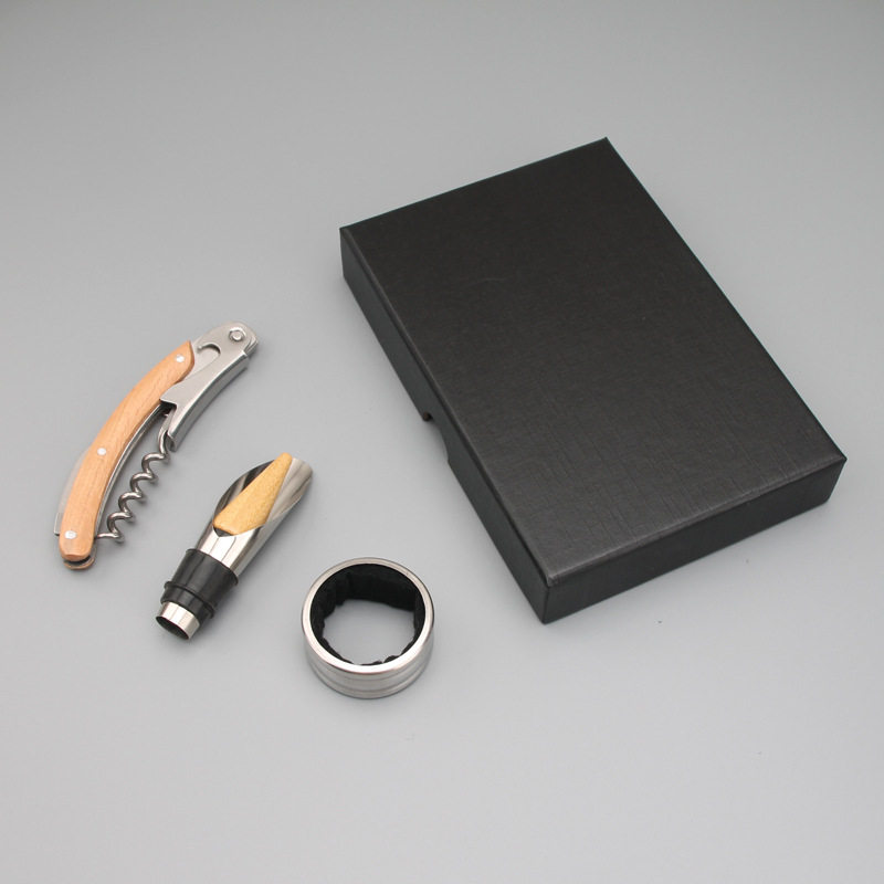 Bottle Opener Three-Piece Set Wine Tools Combination Cartons Pour Stop Drip Ring Bar Wine Tools Daily Gifts New