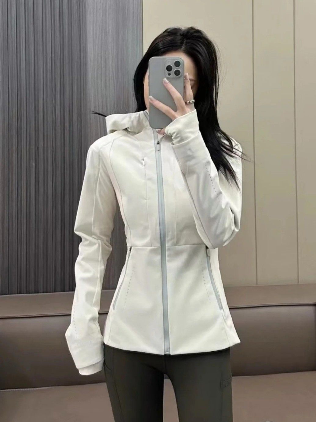 Rush Clothes Women's Autumn and Winter Lining Warm Soft Shell Hooded Mountain Waterproof Windproof Yoga Jacket Slim-fit Jacket Sports