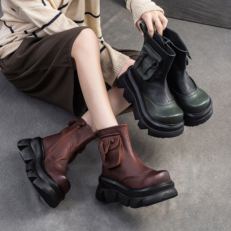 Giày Thể Thao Tăng Chiều Cao Nữ Chất Liệu Da Bò Tăng Chiều Cao Hàng Mùa Xuân Thu Đông