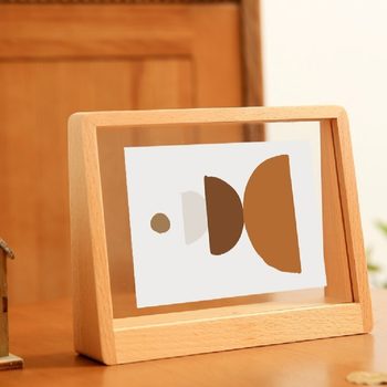Trapezoidal photo frame Beech solid wood trapezoidal photo frame wholesale 6-inch 7-inch 8-inch wooden base 7-inch wooden table