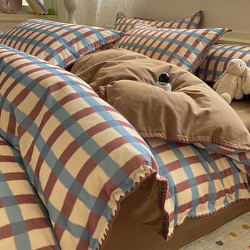 High-End Autumn and Winter Thickeneded Pure Cotton Brushed Four-Piece Set of Pure Cotton Bed Sheetss and Quilt Covers Three-Piece Set of Fitted Bed Sheetss and Warm Bedding