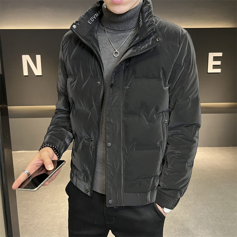 Men's down Jacket Trendy Simple Stand Collar Thick Warm Korean Style Slim Stylish Trendy Brand Men's down Coat