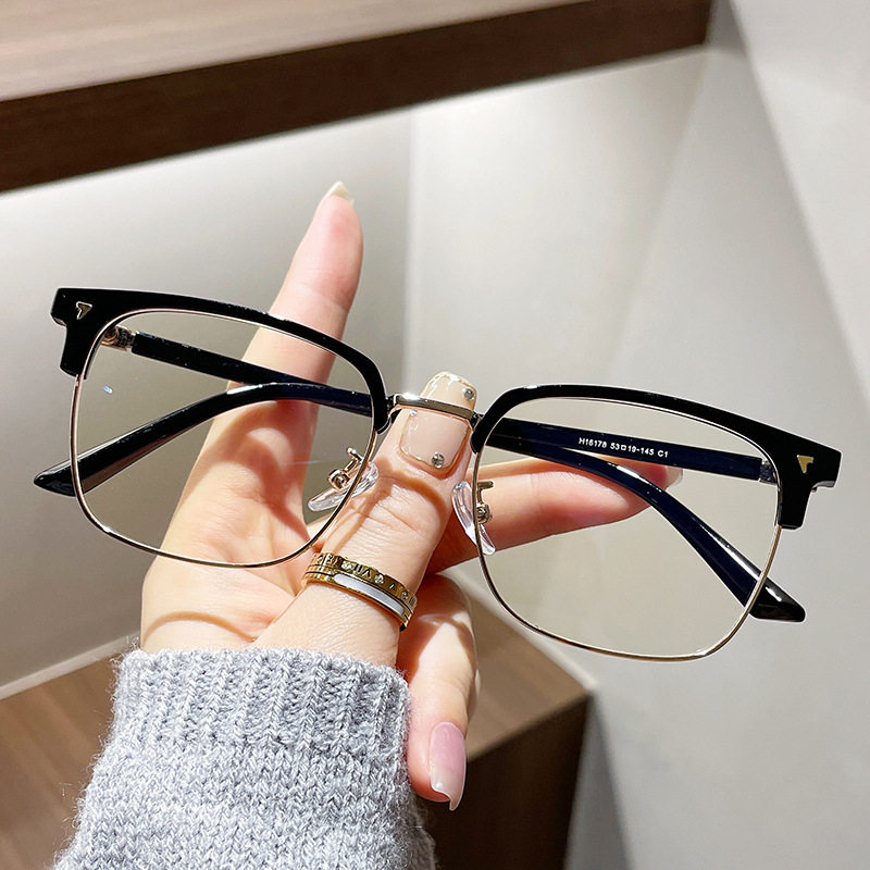 Tiktok little red book popular men's eyebrow retro glasses frame myopia women's glasses flat half frame glasses frame