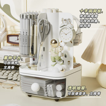 Desktop Rotating Hole Board Storage Box Student Desk Stationery Storage Rack Office Drawer Pen Holder Storage Rack