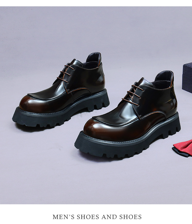 Boot nam da bò thật đế dày kiểu Chelsea cổ thấp chống trượt — Màu nâu, Màu đen, Màu nâu mẫu lót nhung, Màu đen mẫu lót nhung