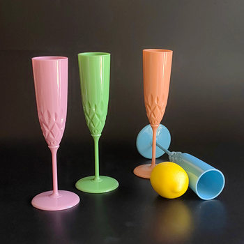 Factory Direct supply 125ml plastic goblet bar restaurant wine glass color champagne glass PS disposable wine glass