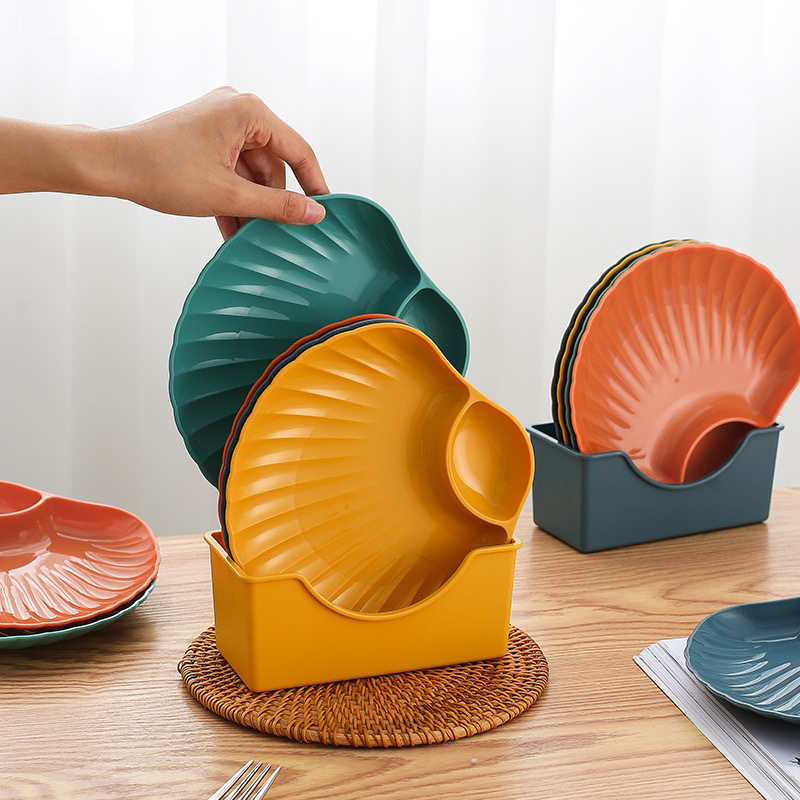 Japanese-Style Creative Household Shell Plate Snack Fruit Plate Snack Dried Fruit Plate Plastic Outdoor Spit Bone Plate Wholesale