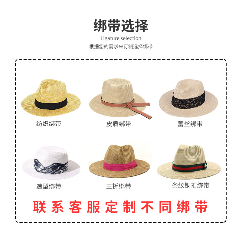 Summer foldable large brimmed Lafite Panama straw hat-图2