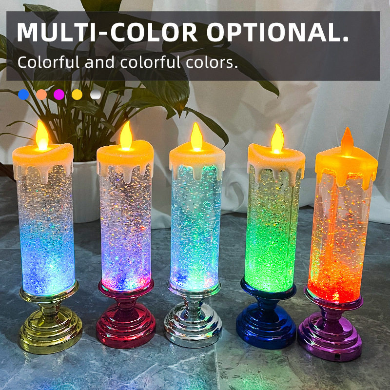 LED Christmas Candles European colorful changing decoration night light colorful dream crystal candle light