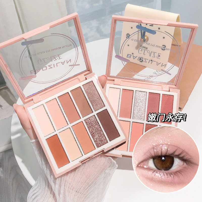 Baohzilan 10-Color New Eyeshadow Student Matte Earth Milk Korean Nude Low Saturation Cross-Border Eyeshadow Palette Makeup