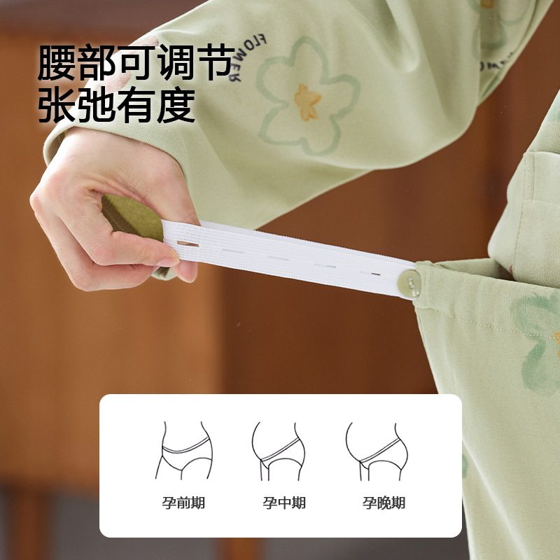 Winter Warm Thermal De Rong Long-Sleeve Maternity Pajamas for Nursing Mothers, Postpartum Loungewear Set for Winter