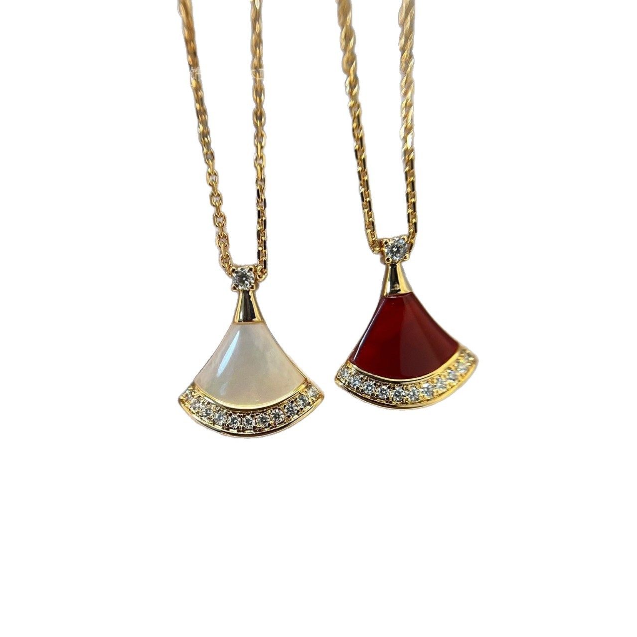 V Gold High Version Baojia Small Fan Necklace Skirt Fan-Shaped White Mother-Of-Pearl Silver Plated 18K Rose Gold Cnc Clavicle Chain