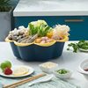 Hot Pot Platter with a Rotatable Draining Basket, Plate for Placing Vegetables, Multifunctional Compartmentalized Double-Layer Side Dish