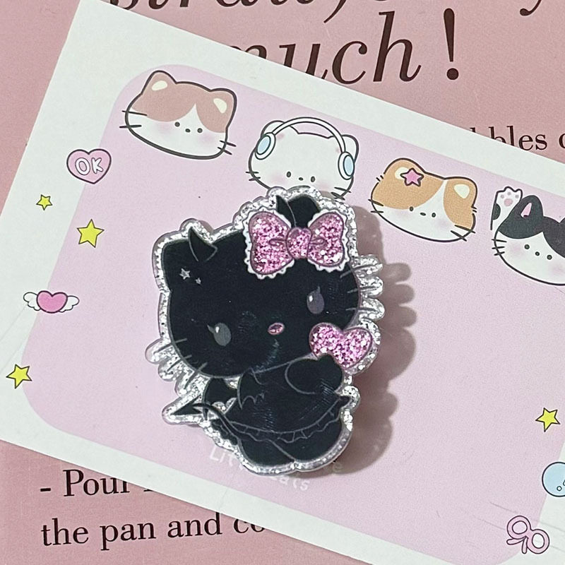 细闪黑白恶魔天使猫咪爱心卡通发饰发夹少女猫咪甜美小众高颜值