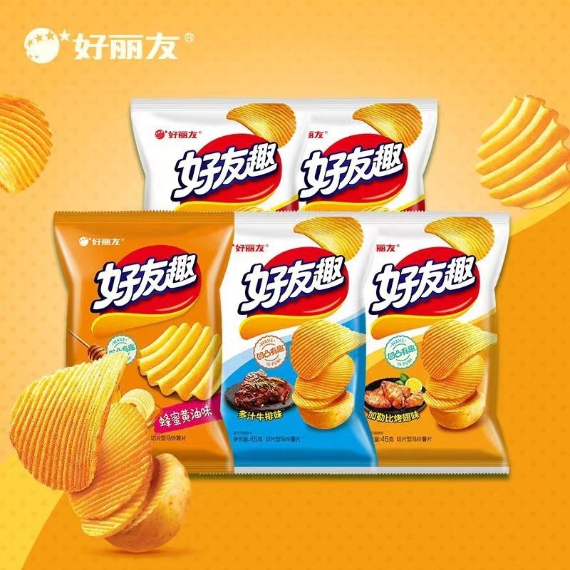 New Date Friends Fun Potato Chips Korean Kimchi Flavor Juicy Steak Flavor Bagged Casual Snacks Whole Box Wholesale