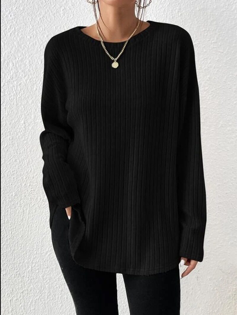 Casual Loose Fit Solid Color Sweater Round Neck Autumn Winter Comfortable Fabric Wholesale Available