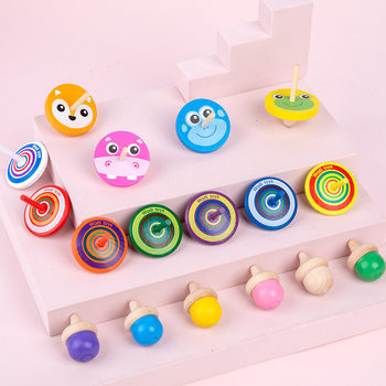 Children's wooden desktop decompression toy rotating small gyro fingertip gyro kindergarten toy