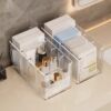 Desktop Multi-Grids Storage Box, Transparent Multi-Functional Cosmetics Storage Box, Detachable Water Emulsion Essence Mask Storage Box