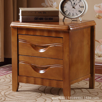 Solid Wood Bedside Table Modern Simple Chinoiserie Simple Storage Bedside Table Storage Cabinet Bedroom Rental House Can Be Locked