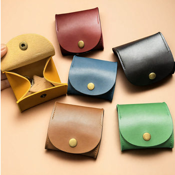 Japanese and Korean Pu Leather Coin Purse Fashion Mini Pocket Wallet Earphone Storage Bag Ins Coin Leather Storage Pouch