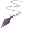 Ancient Silver Crystal Semi-precious Stone Colorful Gravel Resin Pendulum Hexagonal Cone Pendant Cross-border Supply