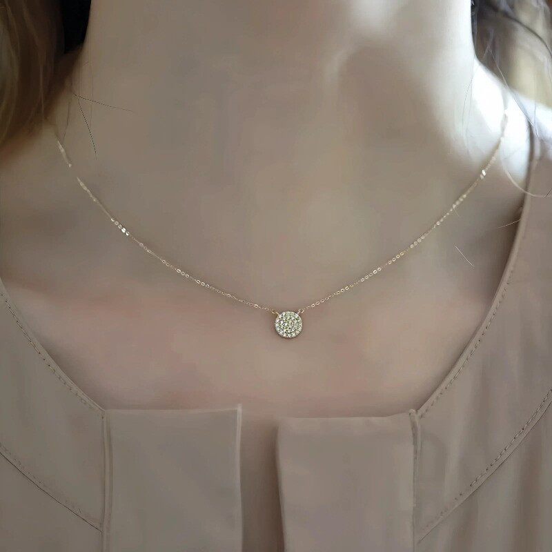 S925 sterling silver plated 14K gold starry sky round necklace women's French light luxury clavicle chain factory direct a generation of hair