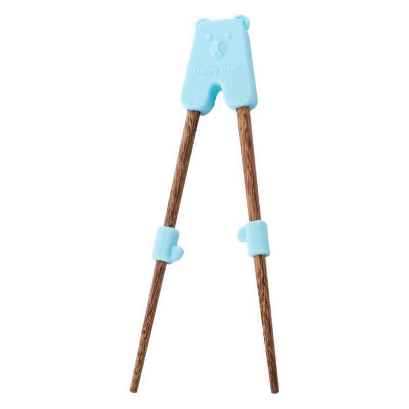 Children's Training Chopsticks Chicken Wing Wood Baby Eating Wooden Chopsticks 18cm Silicone Non-Slip Learning Chopsticks Kidsren's Tableware Wholesale