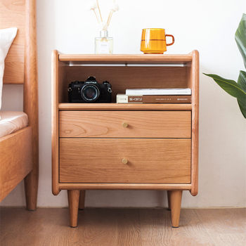 Vimi Bedside Table Modern Simple Small Solid Wood Bedside Small Cabinet Bedroom Storage Cabinet ins Style