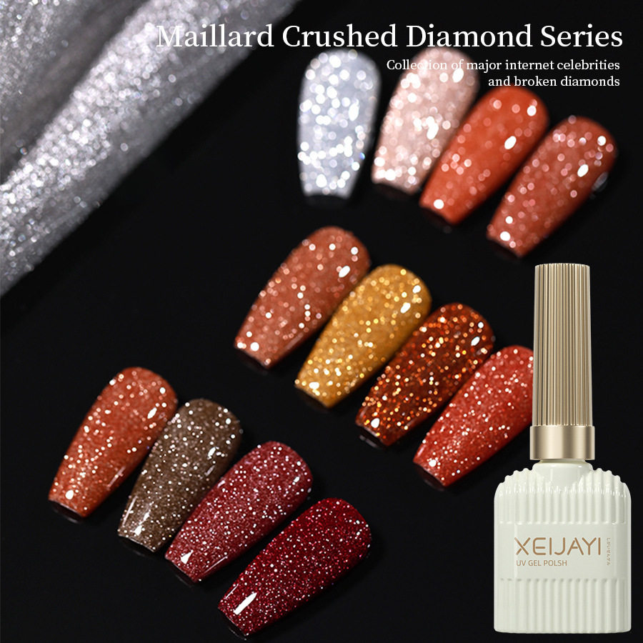 Net red flash virtue pull disco broken drill nail polish glue 2023 new white nail art suit