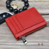 Foreign Trade Card Holder Genuine Leather Women's Cowhide Japanese Style Pure Color Thin Zipper Coin Purse Simple Multi-Card Slot Id Card Holder for Men