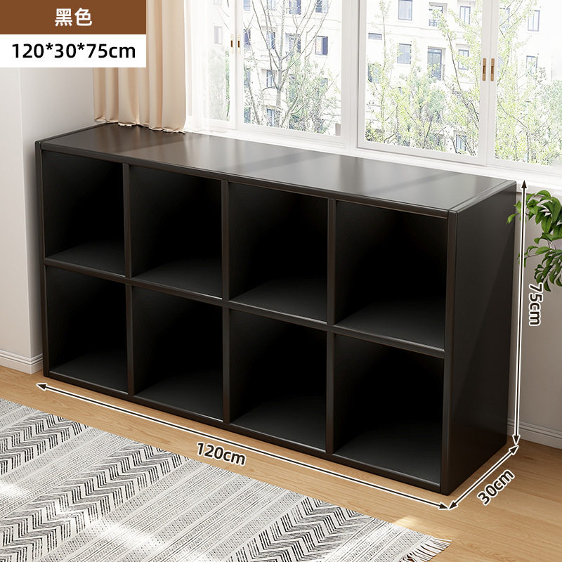 书架置物架落地客厅沙发侧边格子柜黑色收纳柜靠墙储物柜书柜矮柜