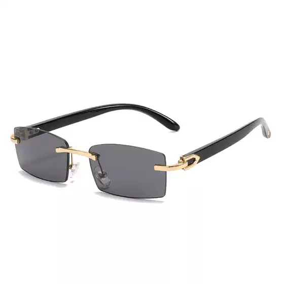 2021 New Boxed Rimless Sunglasses European and American Trend Horn Slitted Glasses Distinctive Jelly Color Sunglasses for Women