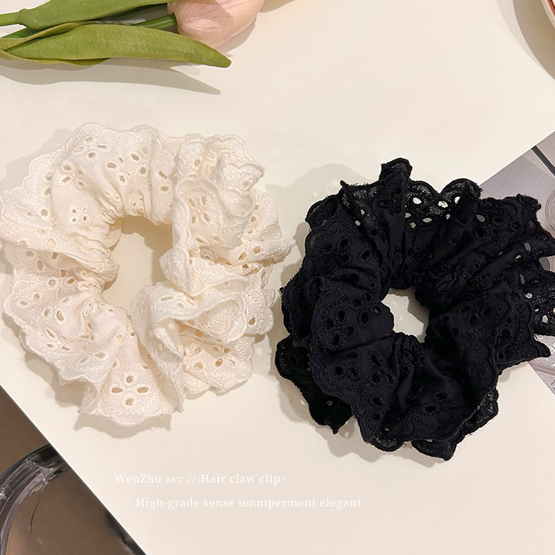 Zhao Lusi same style headdress flower female White large intestine hair ring Princess headdress back Head Ball head hair ring ponytail hair rope