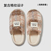 Puxi Blank Grid Cotton Slippers Women's Winter Casual Warm Antibacterial Anti-Slip Plaid Plus Velvet Thickened Slippers Couple