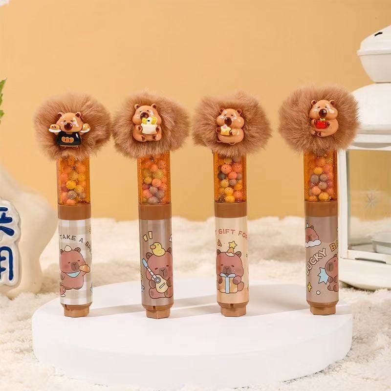 Kapibala Plush Doll Eraser Rotating Core Cute Cartoon Bear Warm Fur Ball Decompression Eraser