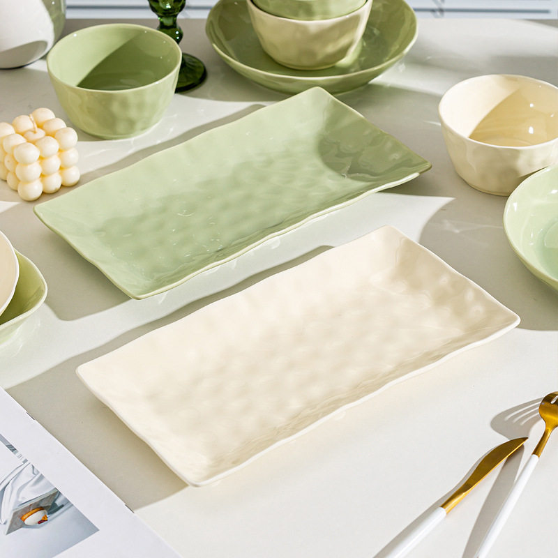 Cream style 2023 new household Bowl plate chopsticks high-grade online red ceramic bowl dish suit DIY free matching