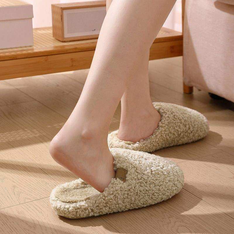 Lamb Wool Cotton Slippers for Women, Autumn and Winter 2025 New Style, Indoor Home Warm Thick-Soled Furry Slippers for Men, Winter
