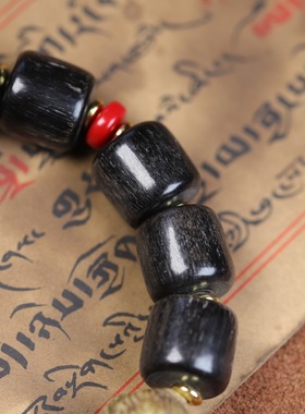 精品满纹黑驴蹄子桶珠手串复古